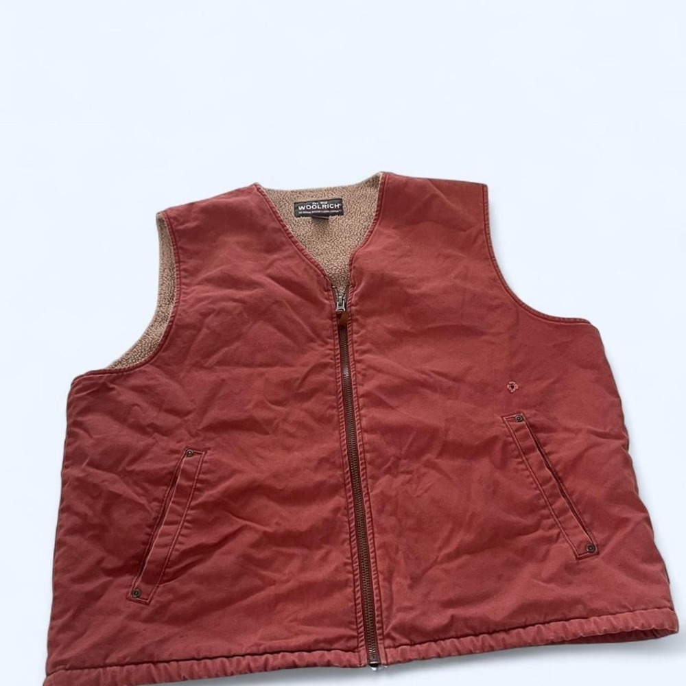 Woolrich‎ Jacket Men's XL Red Vest Canvas Sherpa Lined Coat Work Wear Heavy